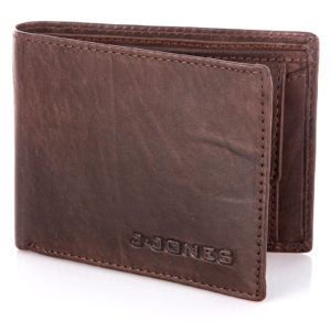 ciemnobrązowy mały portfel męski skórzany vintage J Jones