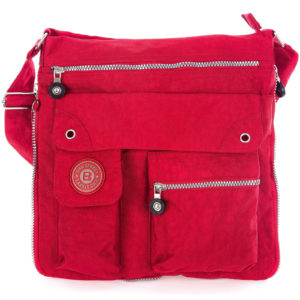 czerwona lekka materiałowa torba damska na ramię poszerzana Bag Street