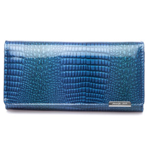 duży niebieski portfel damski lakierowany Jennifer Jones