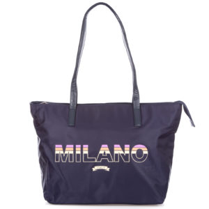 granatowa materiałowa torba damska do ręki MILANO