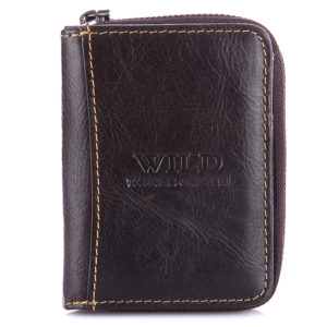 kieszonkowy portfel męski skórzany ciemny brąz