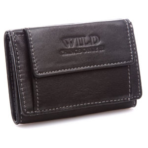 mały czarny portfel męski skórzany WILD RFID