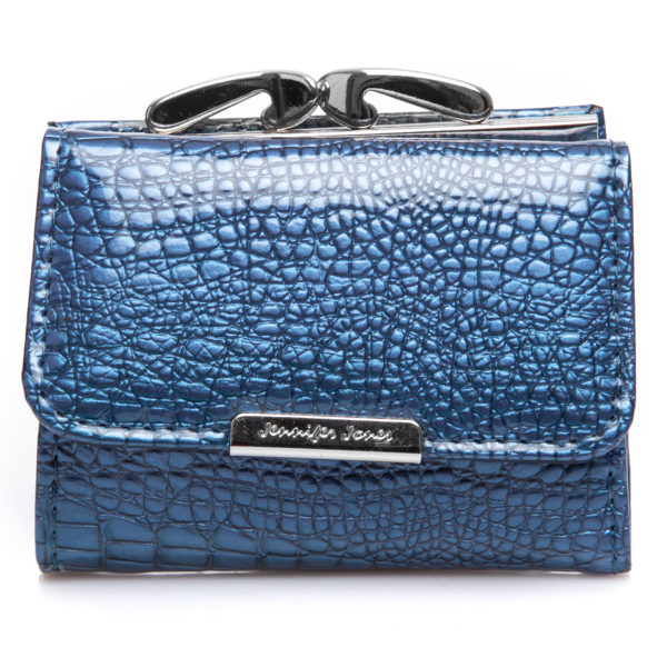 mały lakierowany portfel damski na bigiel Jennifer Jones niebieski