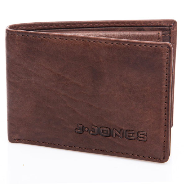 mały skórzany portfel męski ciemny brąz vintage J Jones