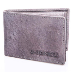 mały skórzany portfel męski szary vintage J Jones