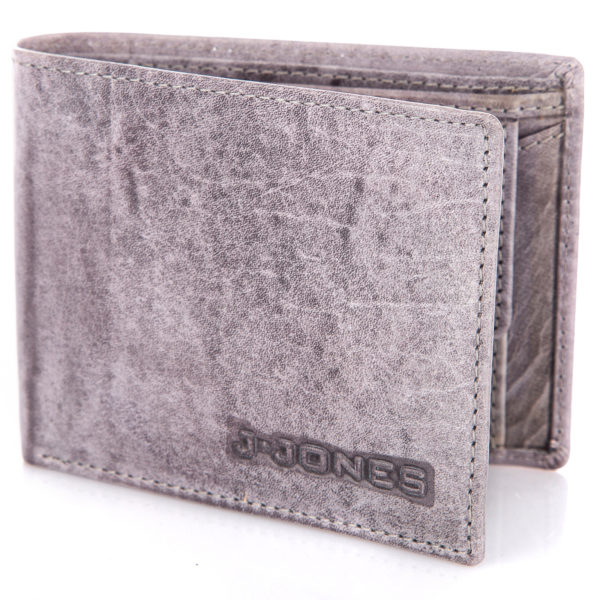mały szary portfel męski skórzany vintage J Jones