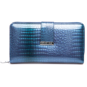 niebieski lakierowany portfel damski duży Jennifer Jones
