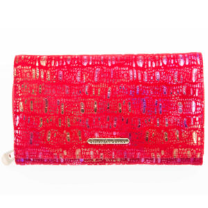 pojemny miękkie portfel damski czerwony z błyszczącymi elementami Jennifer Jones 5261