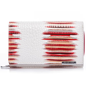 pojemny portfel damski lakierowany biało-czerwony Jennifer Jones 5261