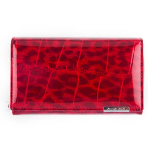 pojemny portfel damski lakierowany czerwony w cieniowane centki Jennifer Jones