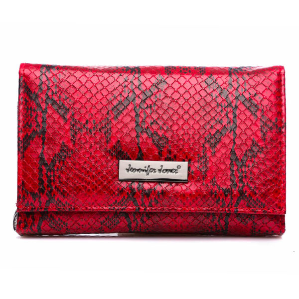 portfel damski czerwona skóra węża Jennifer Jones