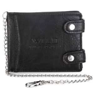 portfel męski z metalowym łańcuchem czarny WILD