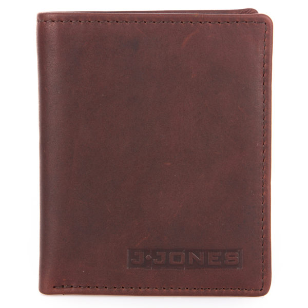 skórzany portfel męski J Jones pionowy ciemny brąz vintage
