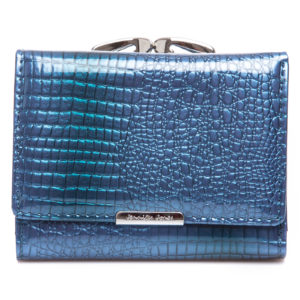 średni niebieski portfel damski lakierowany Jennifer Jones