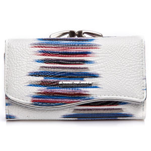biały portfel damski z niebieskimi wzorkami Jennifer Jones lakierowany
