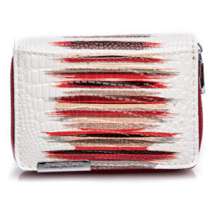 mały biały z czerwonymi wzorkami portfel damski lakierowany Jennifer Jones