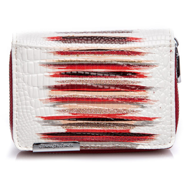 mały biały z czerwonymi wzorkami portfel damski lakierowany Jennifer Jones