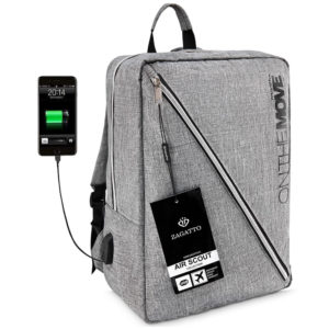nowoczesny miejski plecak szary ZAGATTO z portem USB