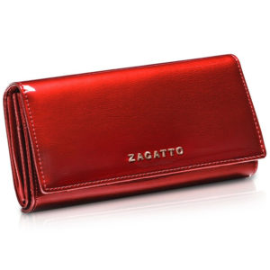 pojemny portfel damski czerwony lakierowany ZAGATTO