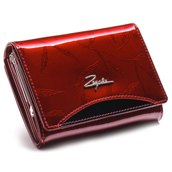 średni elegancki portfel damski czerwony lakierowany ZAGATTO